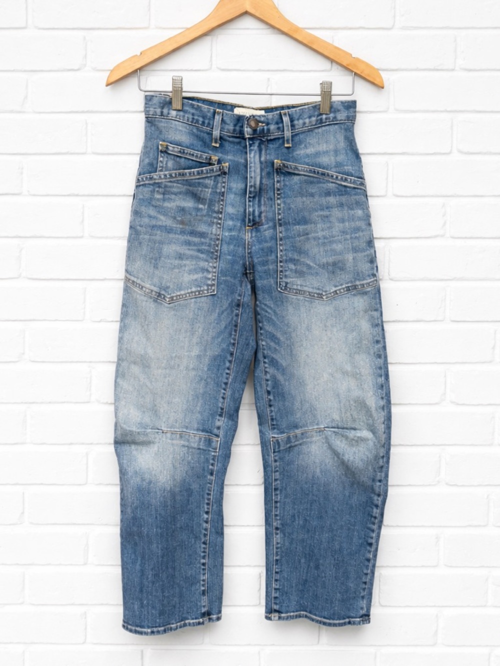 Nili Lotan Blue Jeans SHON JEAN Mid-Rise Non-Stretch Bow-Leg Denim Barrel - Picture 3 of 8